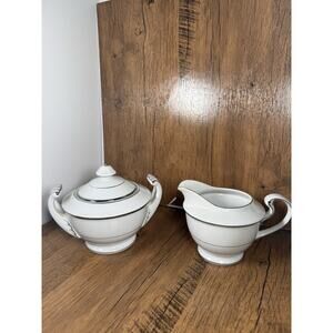 Harmony House Silver Melody 3647 Sugar Bowl & Creamer Set Platinum Japan